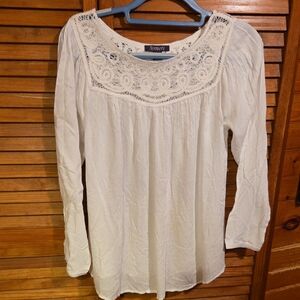 Roamans Cream Embroidered Blouse